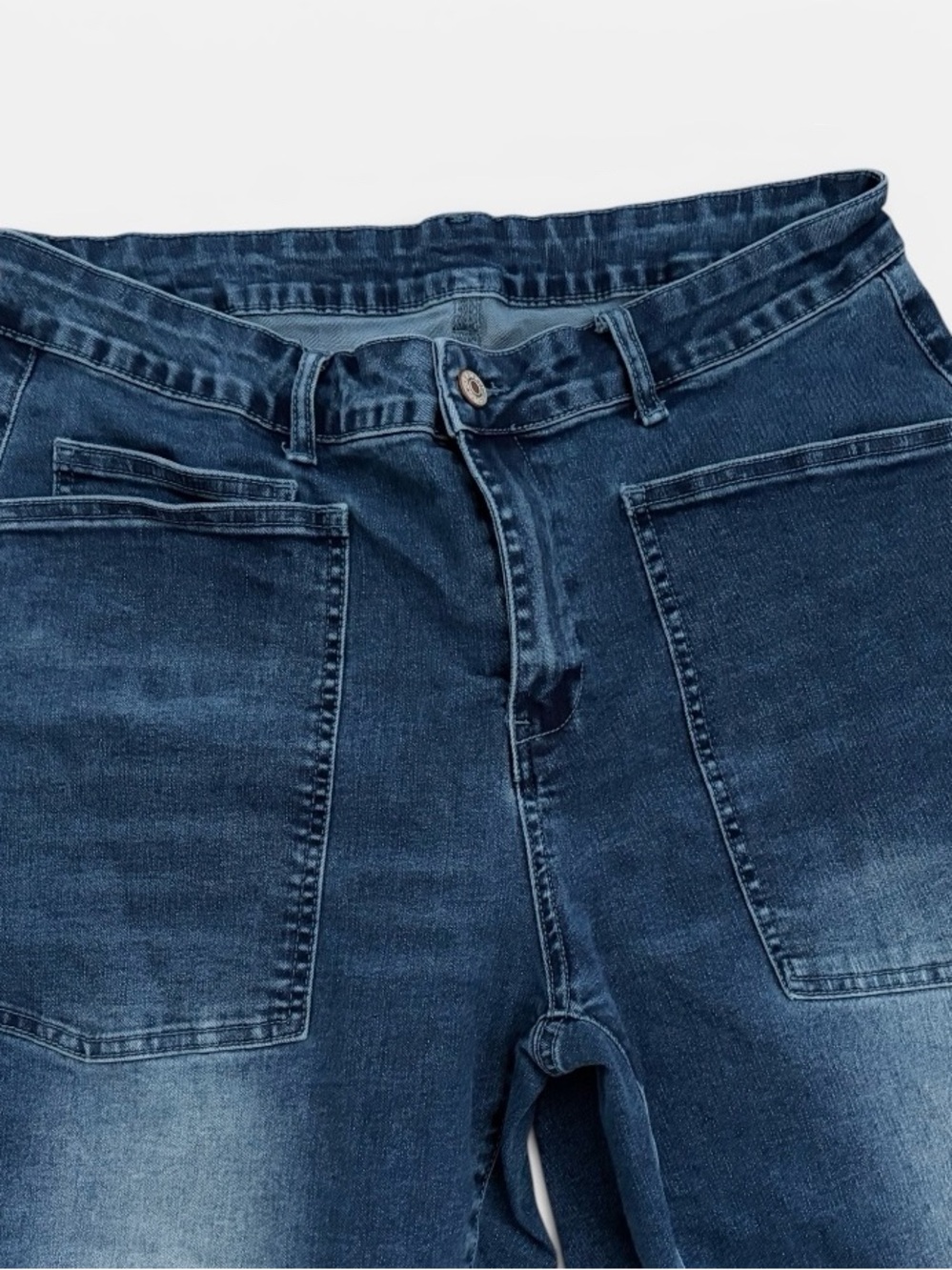 Blue Wash Denim Barrel Jeans - Picture 2 of 4